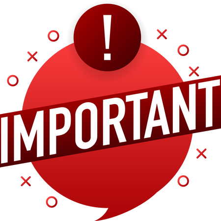 Important red banner in flat style on white background. Vect